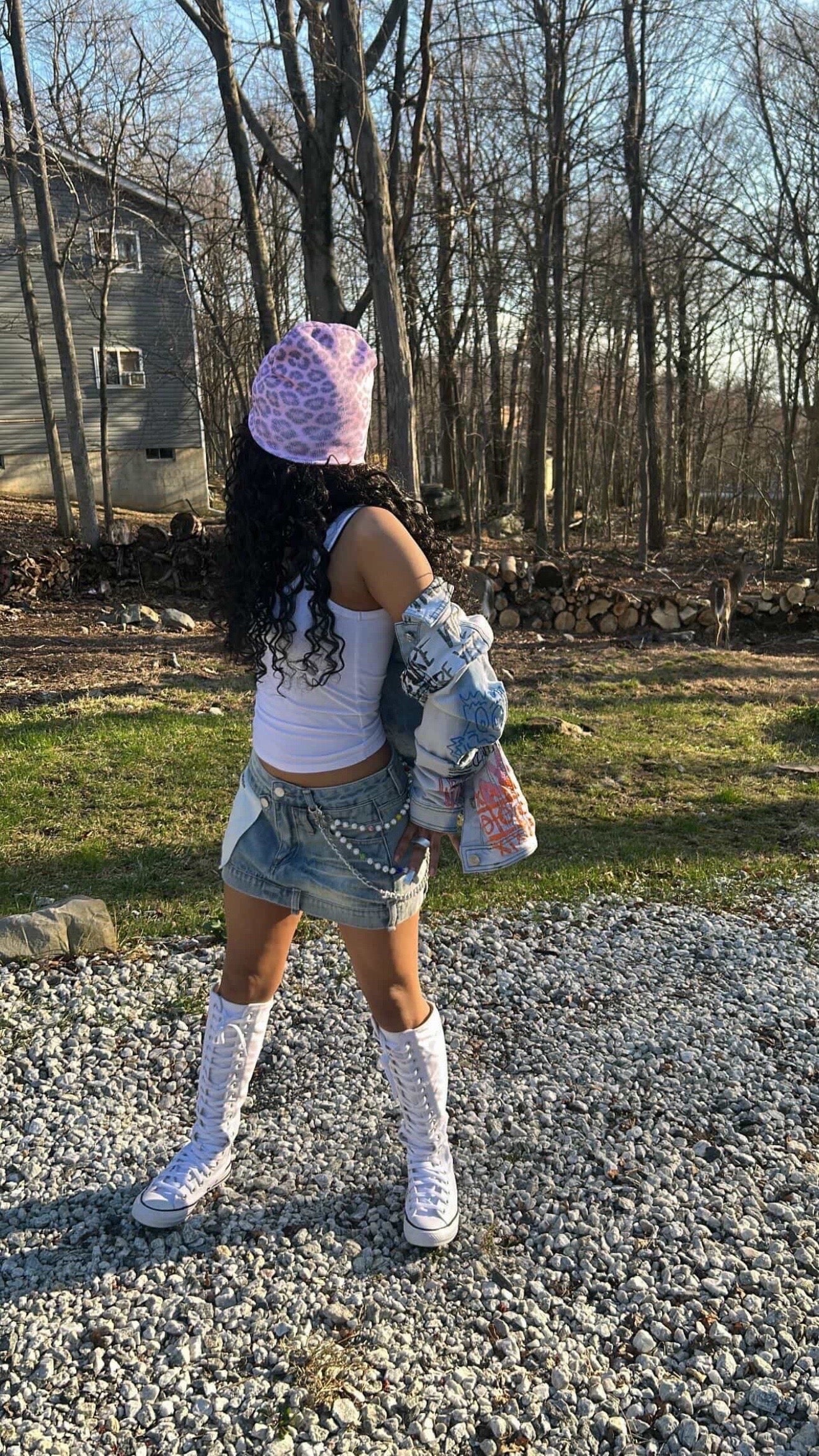 Pink “MM” Cheetah beanie