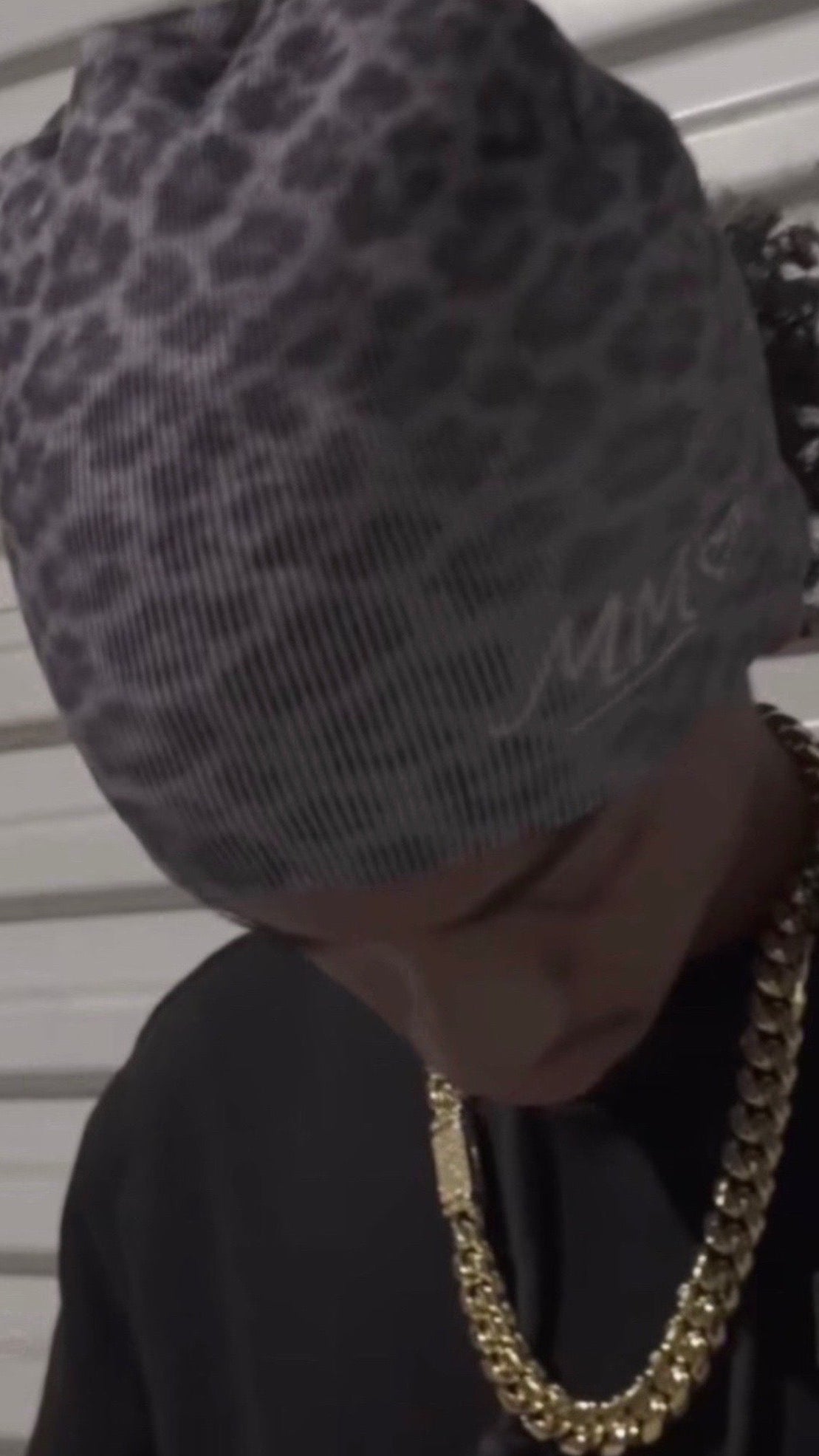 Black “MM” Cheetah beanie