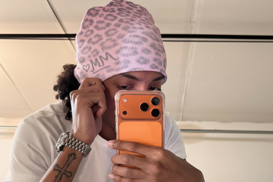 Pink “MM” Cheetah beanie
