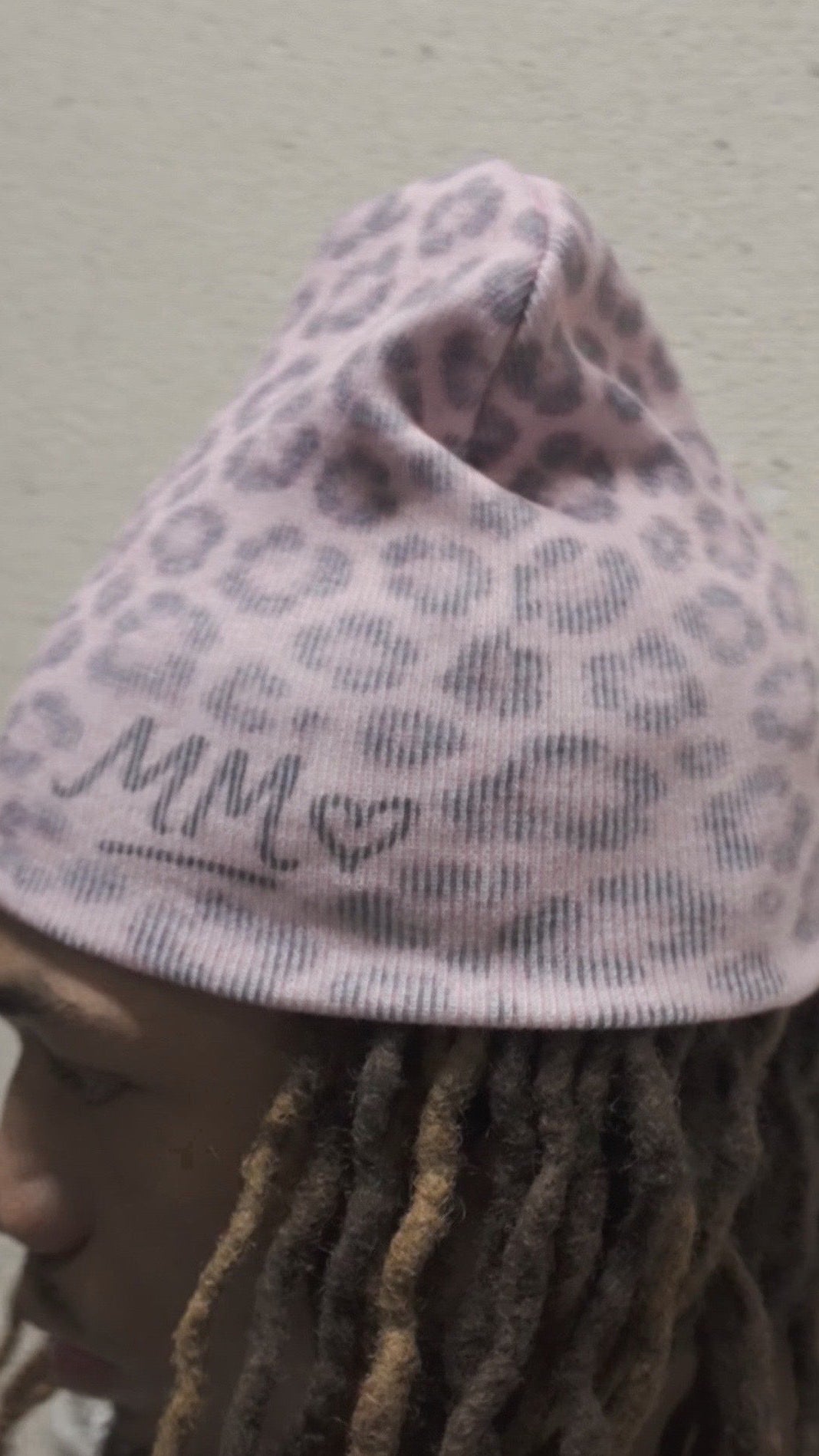 Pink “MM” Cheetah beanie
