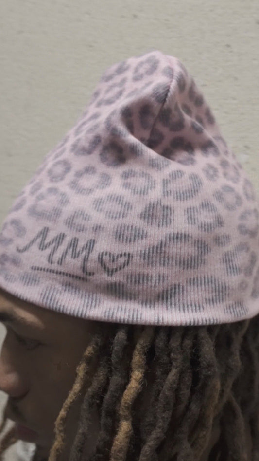 Pink “MM” Cheetah beanie