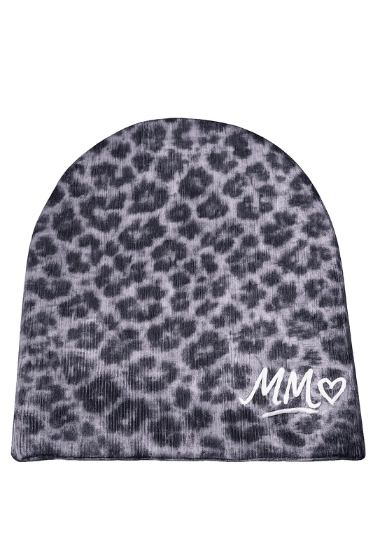 Black “MM” Cheetah beanie